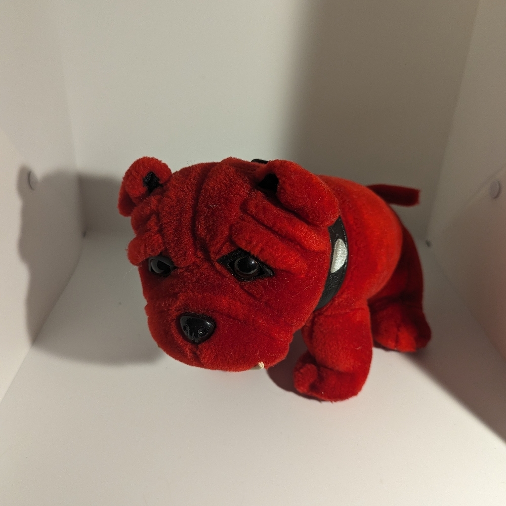 Vintage 1995 Nanco Red Bulldog Stuffed Plush Animal Toy Doll Size 9.5"